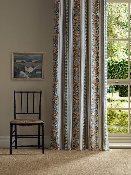 Morris & Co Bluebell & Peony Embroidery Rose/Woad Fabric