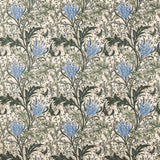 Morris & Co Lent Lily Embroidery Forest/Cornflower Blue Fabric