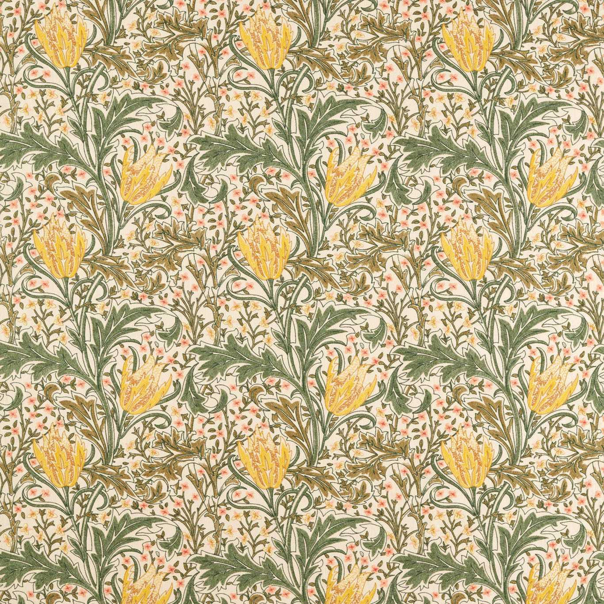 Morris & Co Lent Lily Embroidery Artichoke/Weld Fabric