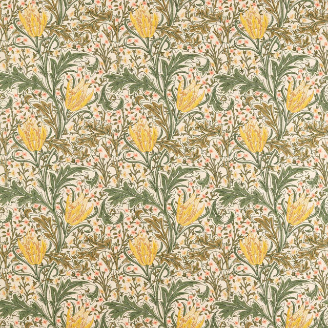 Morris & Co Lent Lily Embroidery Artichoke/Weld Fabric