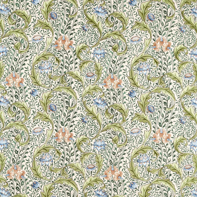 Morris & Co Wild Tulip & Vine Embroidery Nettle / Woad Fabric