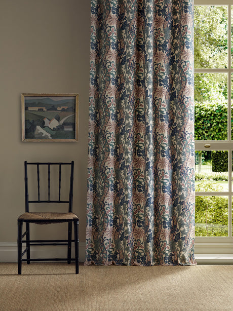 Morris & Co Cornflower Embroidery Indigo/Plum Fabric