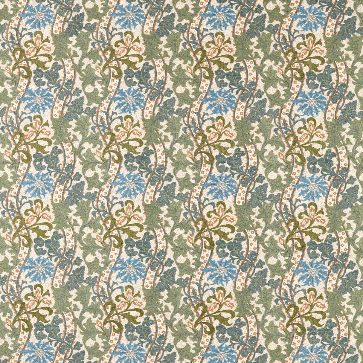 Morris & Co Cornflower Embroidery Woad/Forest Fabric