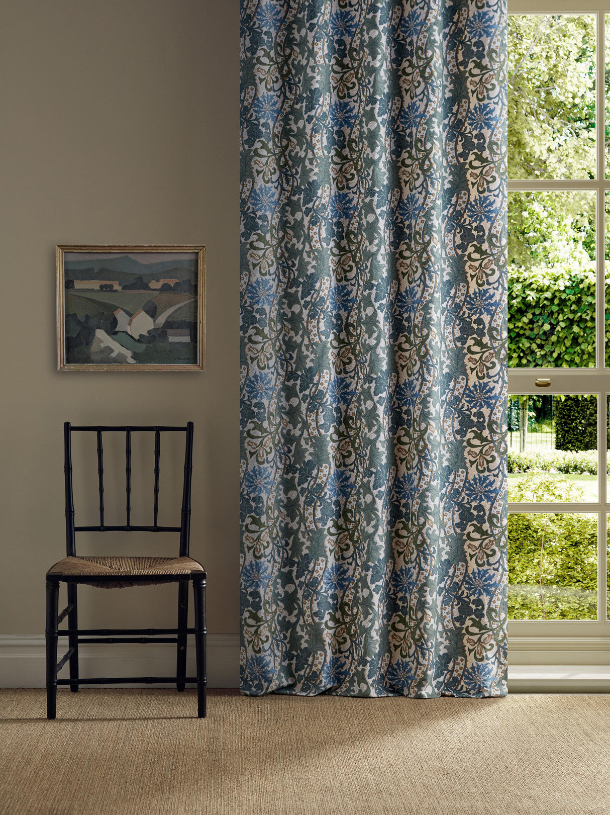 Morris & Co Cornflower Embroidery Woad/Forest Fabric