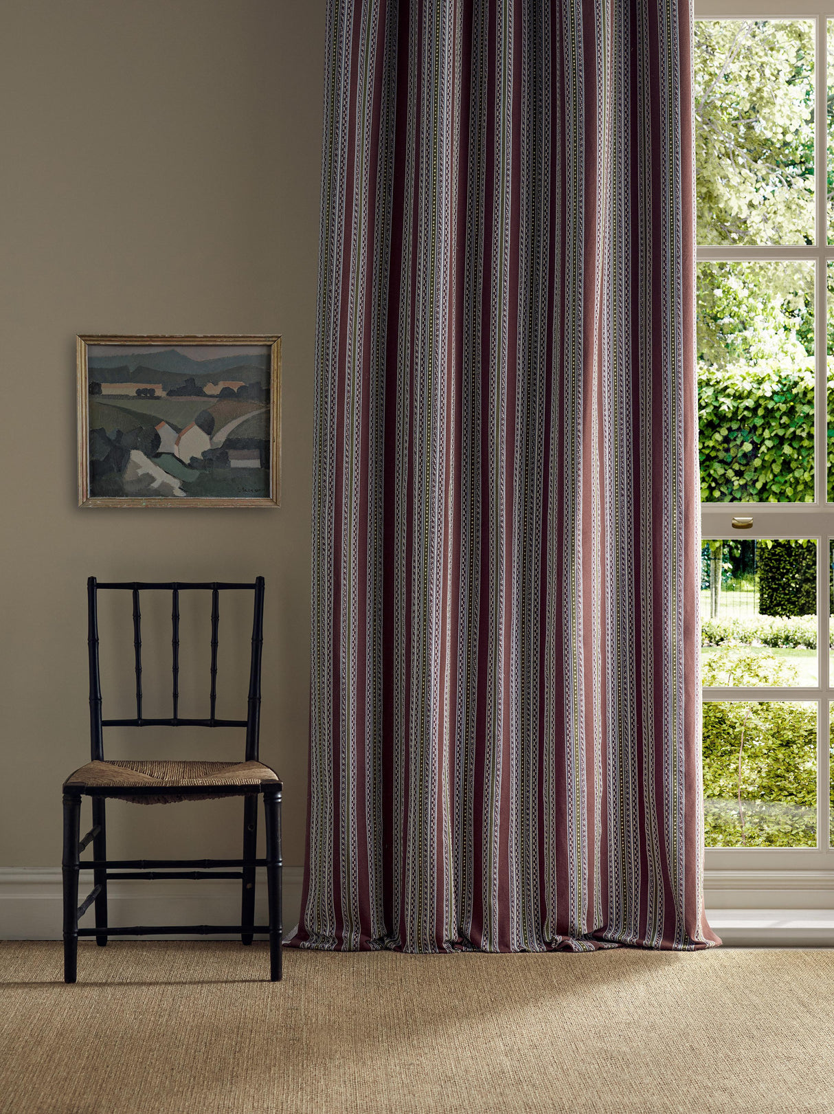 Morris & Co Bexleyheath Stripe Wine Fabric