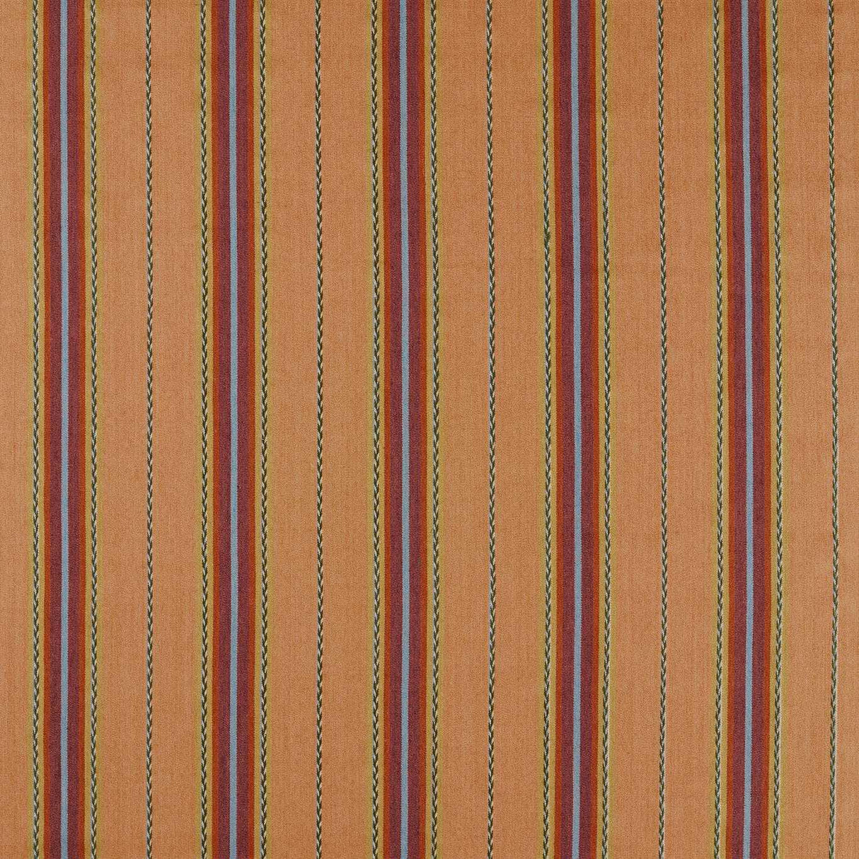 Morris & Co Lechlade Stripe Mulberry/Apricot Fabric