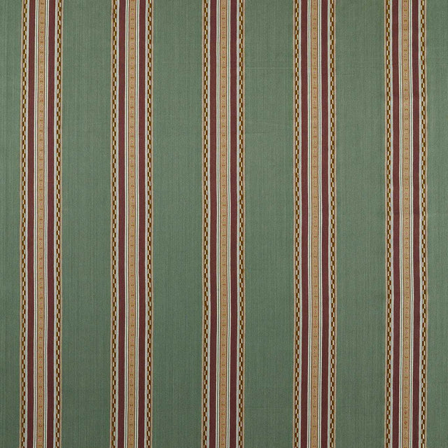 Morris & Co Pimlico Stripe Teal/Mulberry Fabric