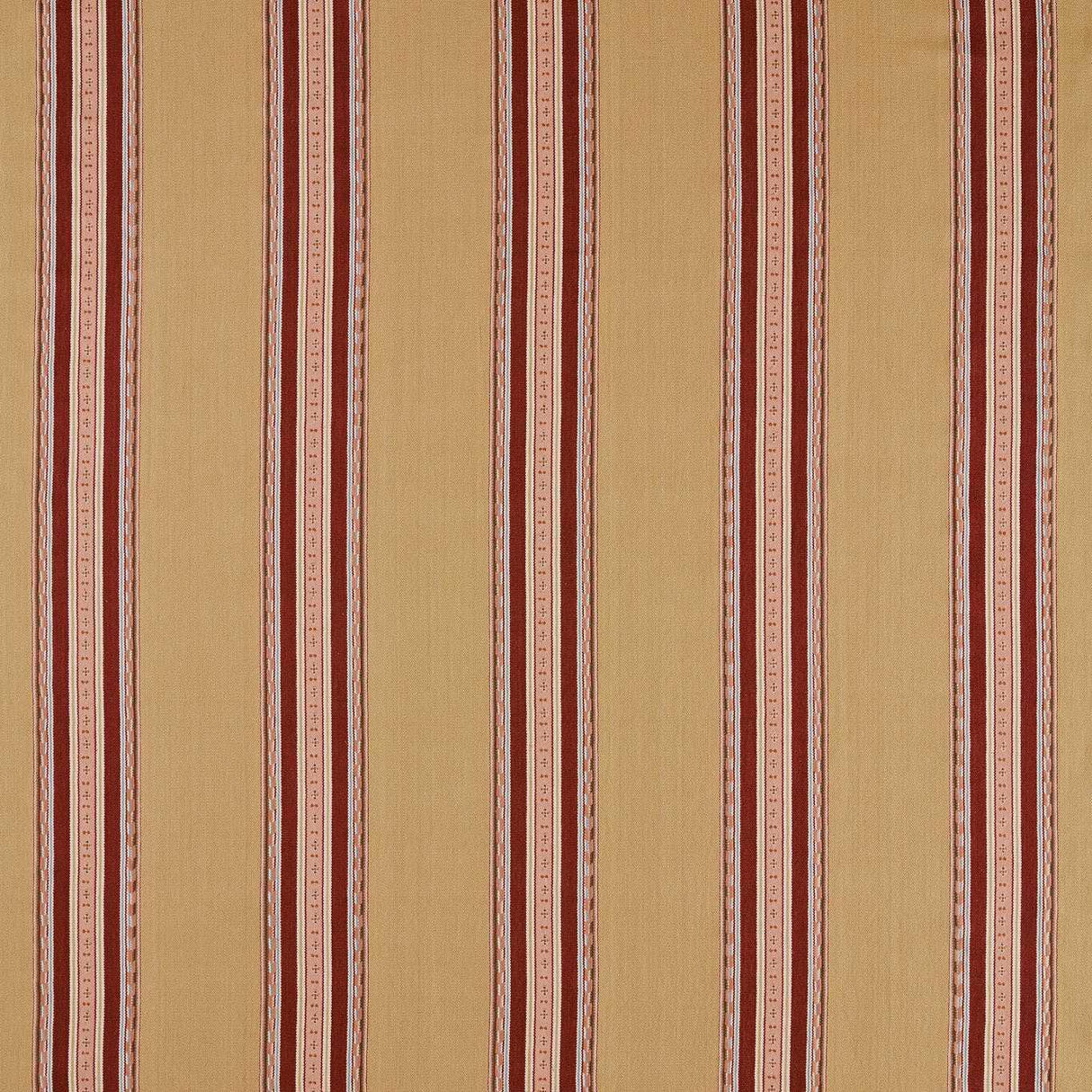 Morris & Co Pimlico Stripe Ochre/Crimson Fabric