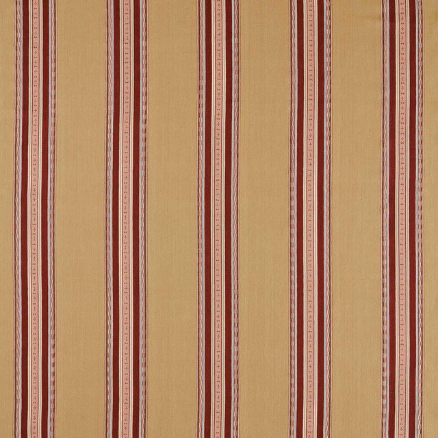 Morris & Co Pimlico Stripe Ochre/Crimson Fabric