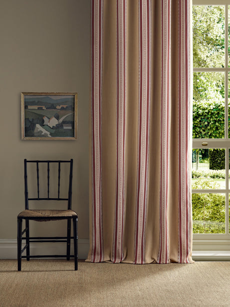 Morris & Co Pimlico Stripe Ochre/Crimson Fabric