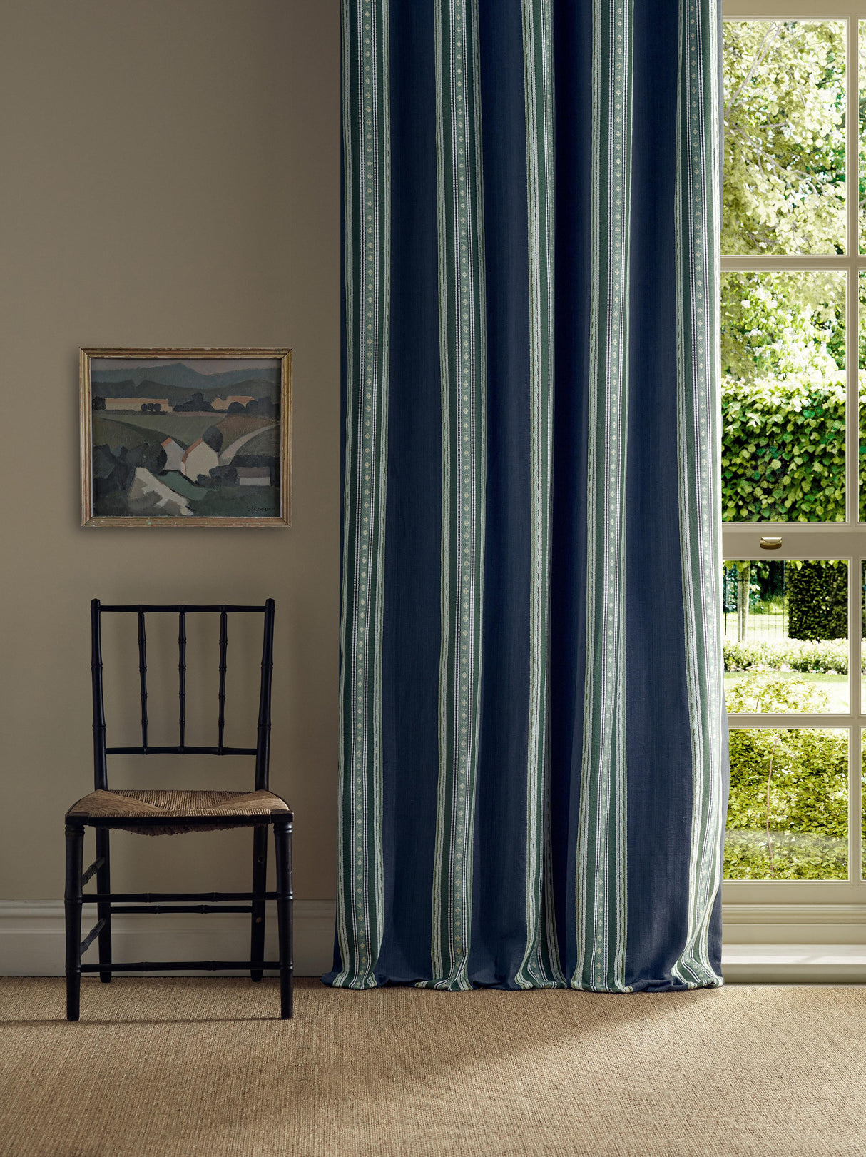 Morris & Co Pimlico Stripe Indigo/Forest Fabric