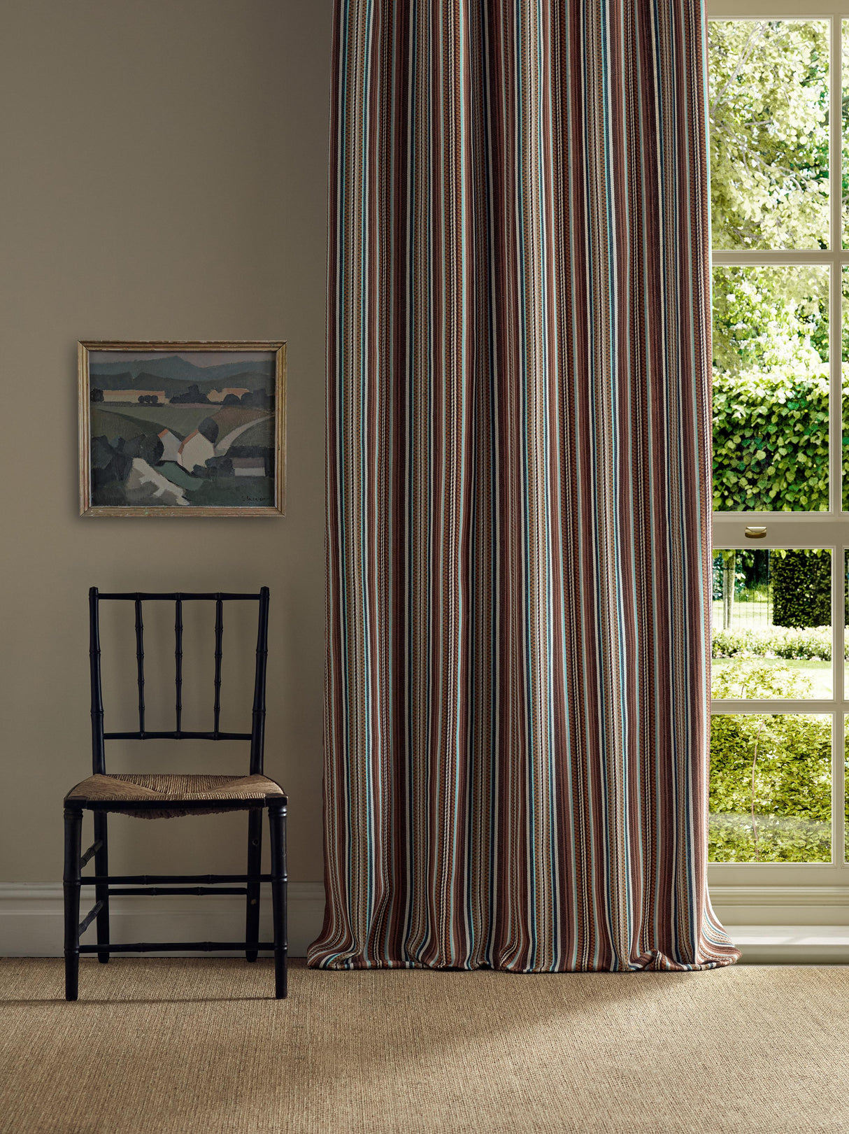 Morris & Co Woodford Stripe Mulberry Fabric