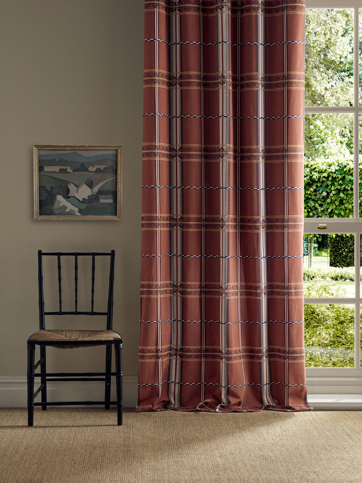 Morris & Co Hanover Check Madder Fabric