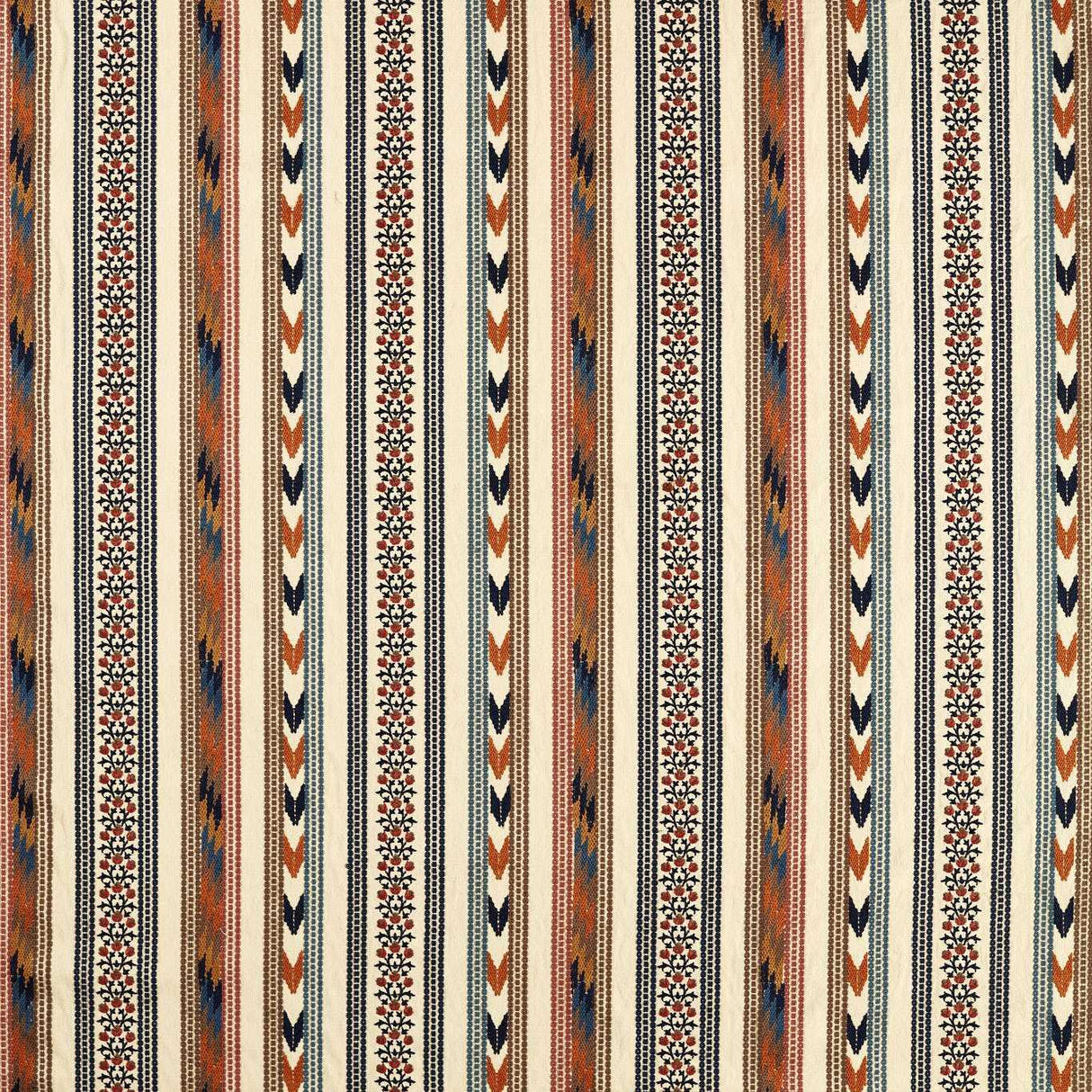 Morris & Co Bloomsbury Stripe Russet/Indigo Fabric
