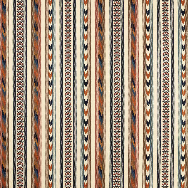 Morris & Co Bloomsbury Stripe Russet/Indigo Fabric