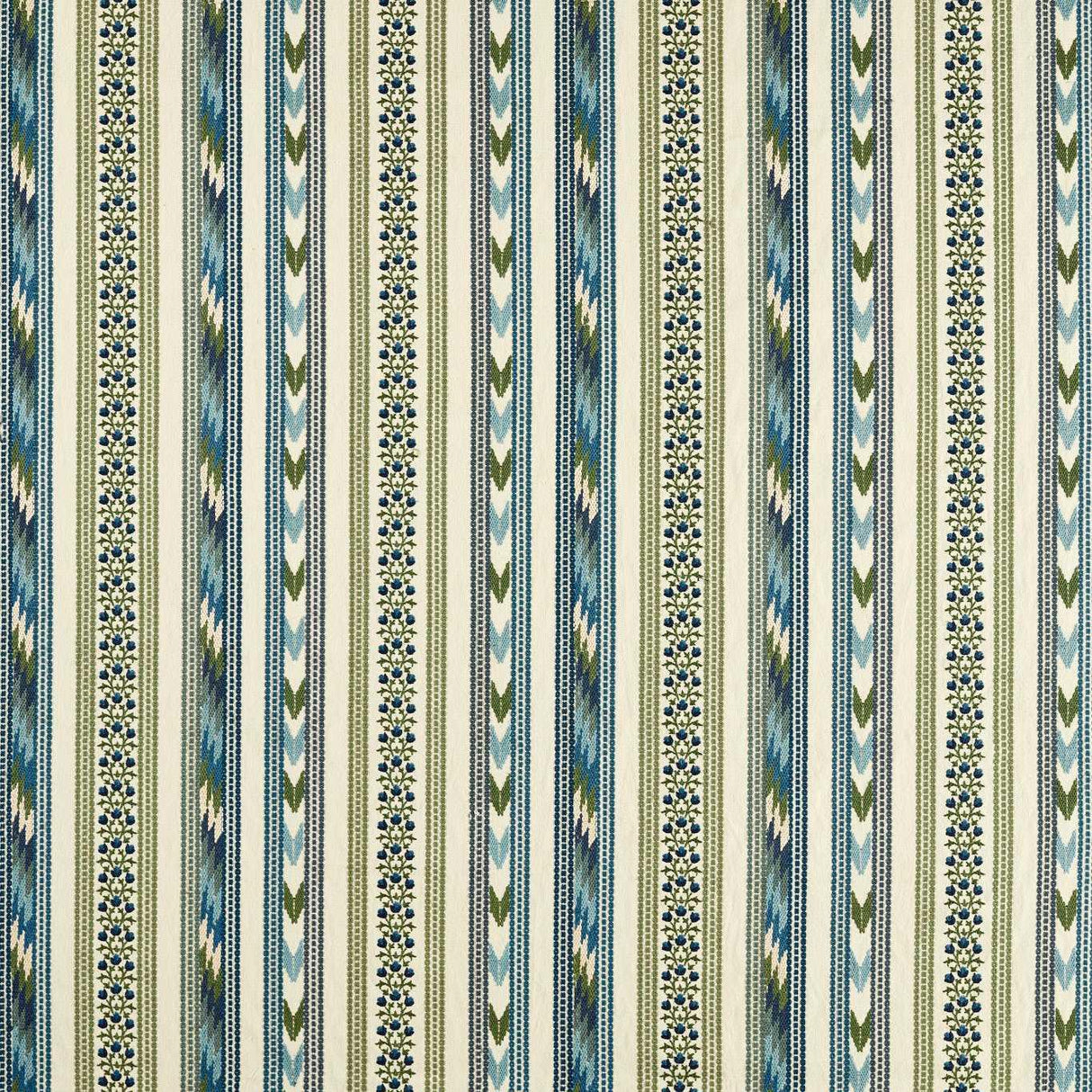 Morris & Co Bloomsbury Stripe Woad/Thyme Fabric