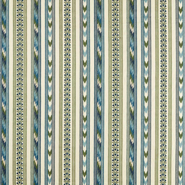 Morris & Co Bloomsbury Stripe Woad/Thyme Fabric