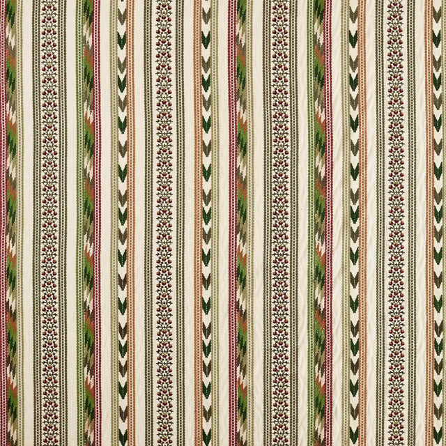 Morris & Co Bloomsbury Stripe Forest/Madder Fabric
