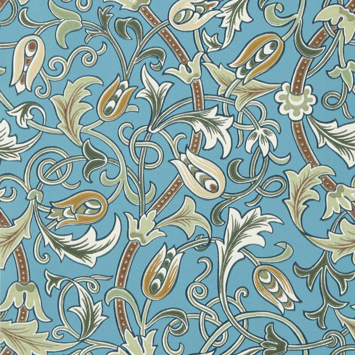 Morris & Co Scrolling Tulip Woad/Thyme Wallpaper