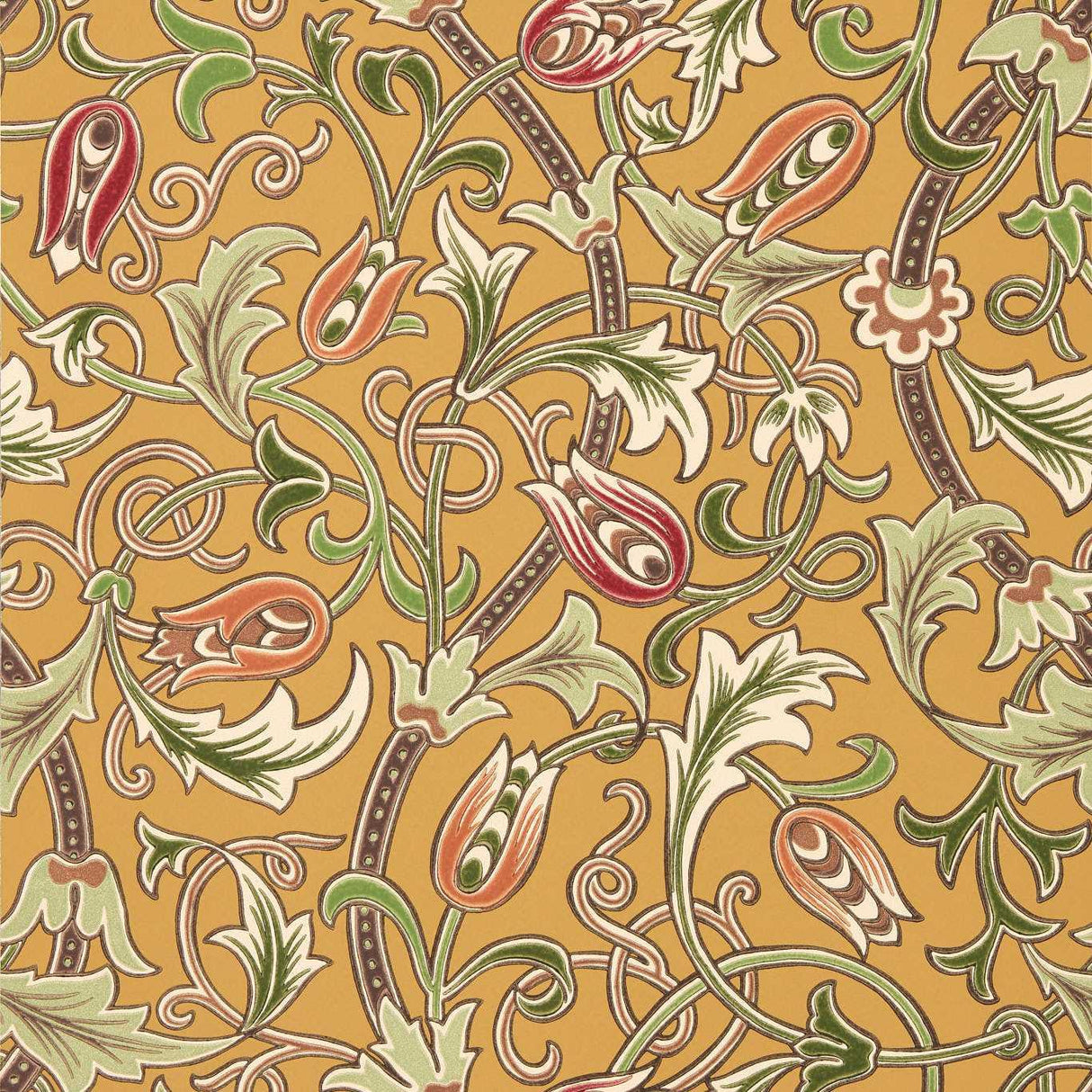 Morris & Co Scrolling Tulip Gold Wallpaper