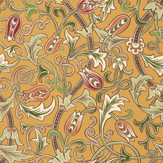 Morris & Co Scrolling Tulip Gold Wallpaper