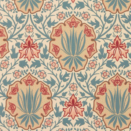 Morris & Co Iris & Rose Indigo/Crimson Wallpaper