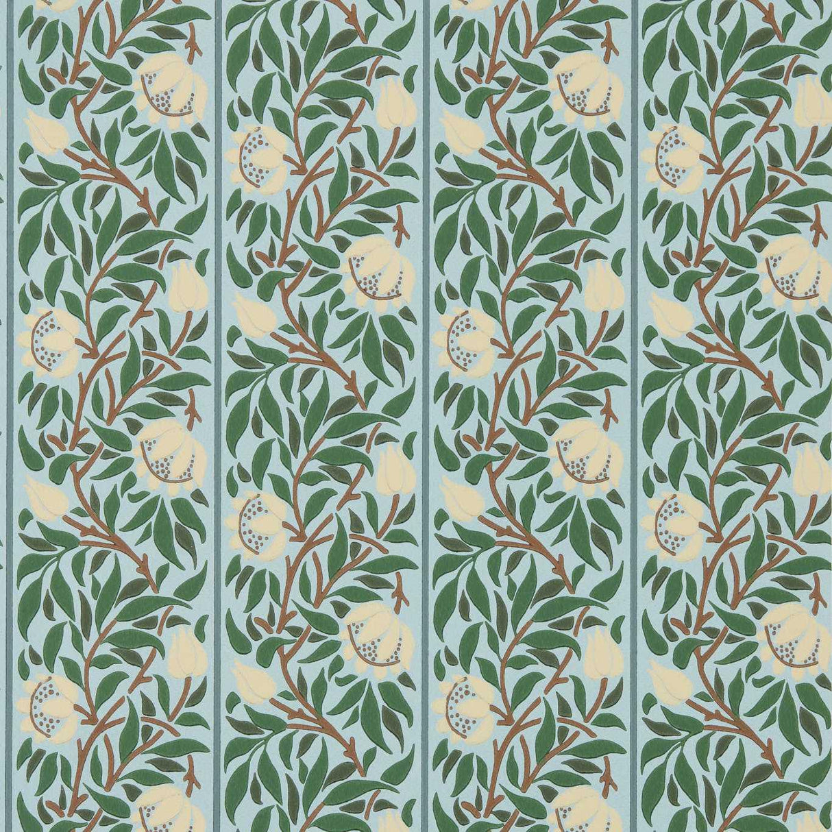 Morris & Co Peony Trellis Soft Blue/Nettle Wallpaper