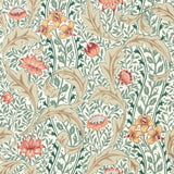 Morris & Co Wild Tulip & Vine Coral/Teal Wallpaper