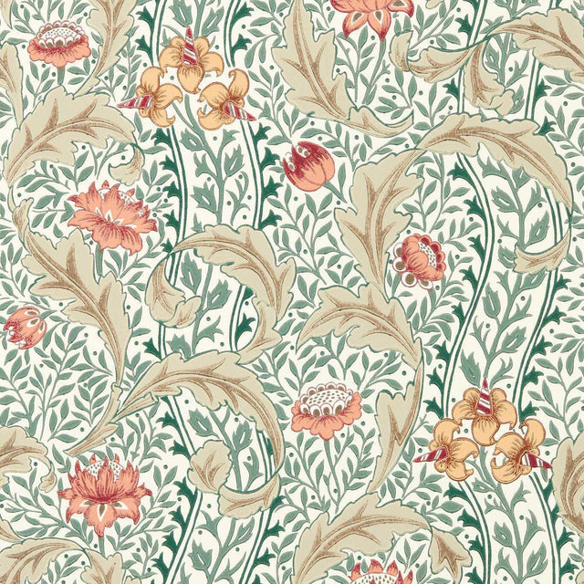 Morris & Co Wild Tulip & Vine Coral/Teal Wallpaper