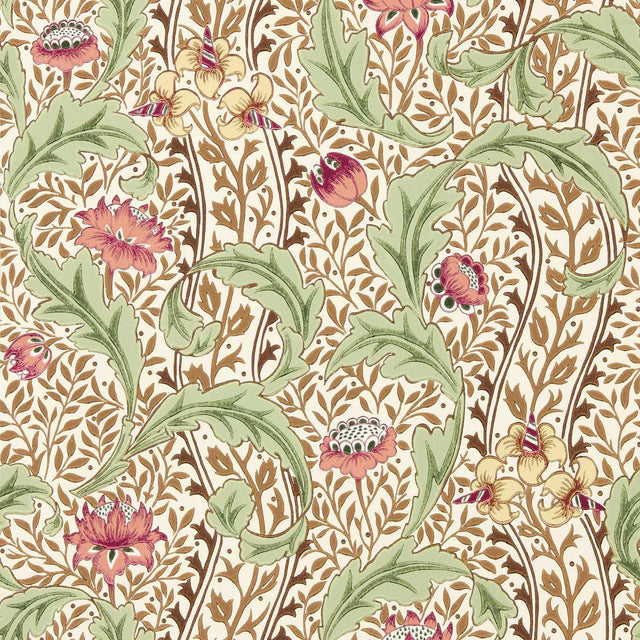 Morris & Co Wild Tulip & Vine Rose/Linen Wallpaper