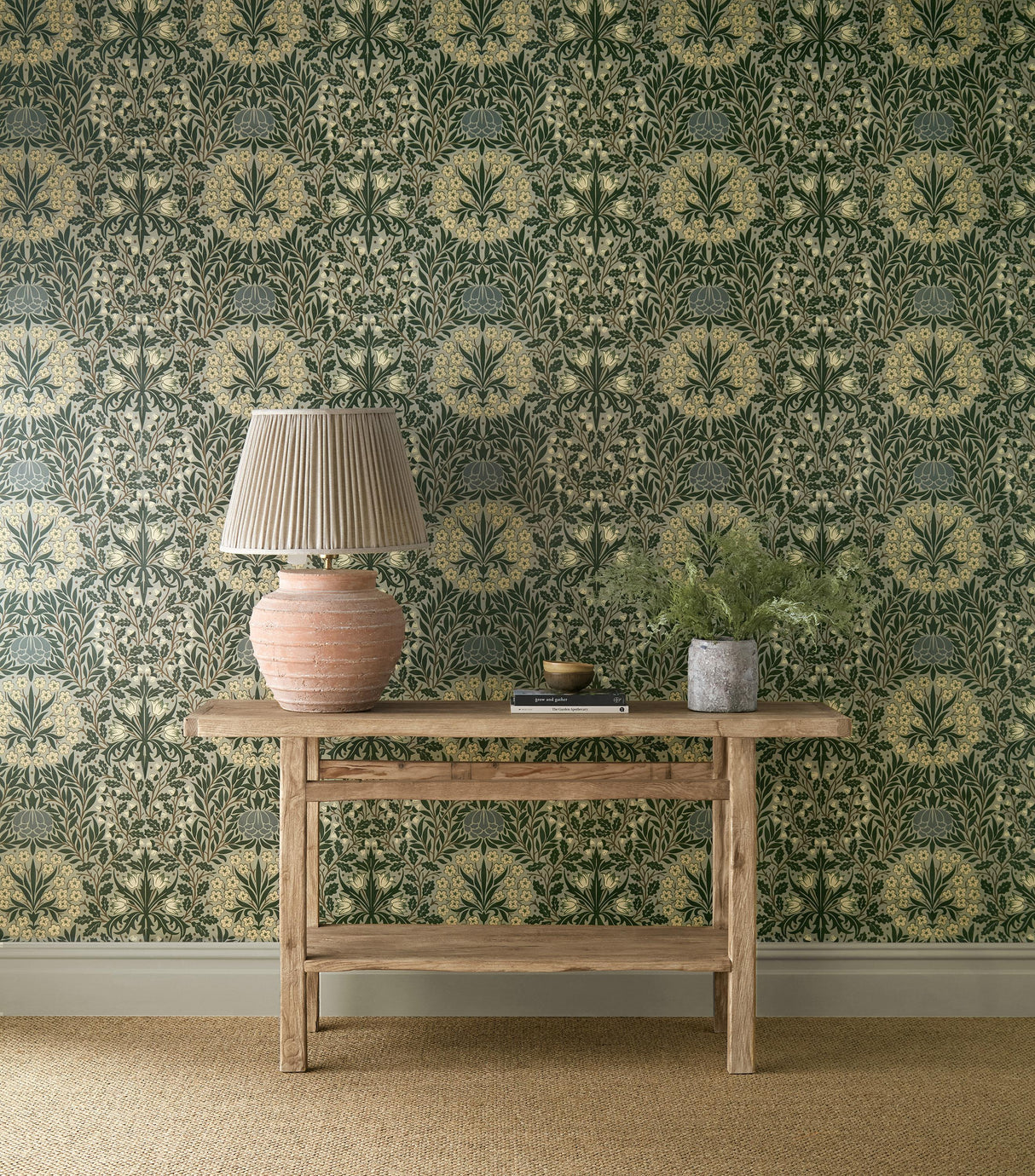 Morris & Co Daisy & Oak Sage/Forest Wallpaper