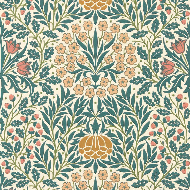 Morris & Co Daisy & Oak Madder/Teal Wallpaper