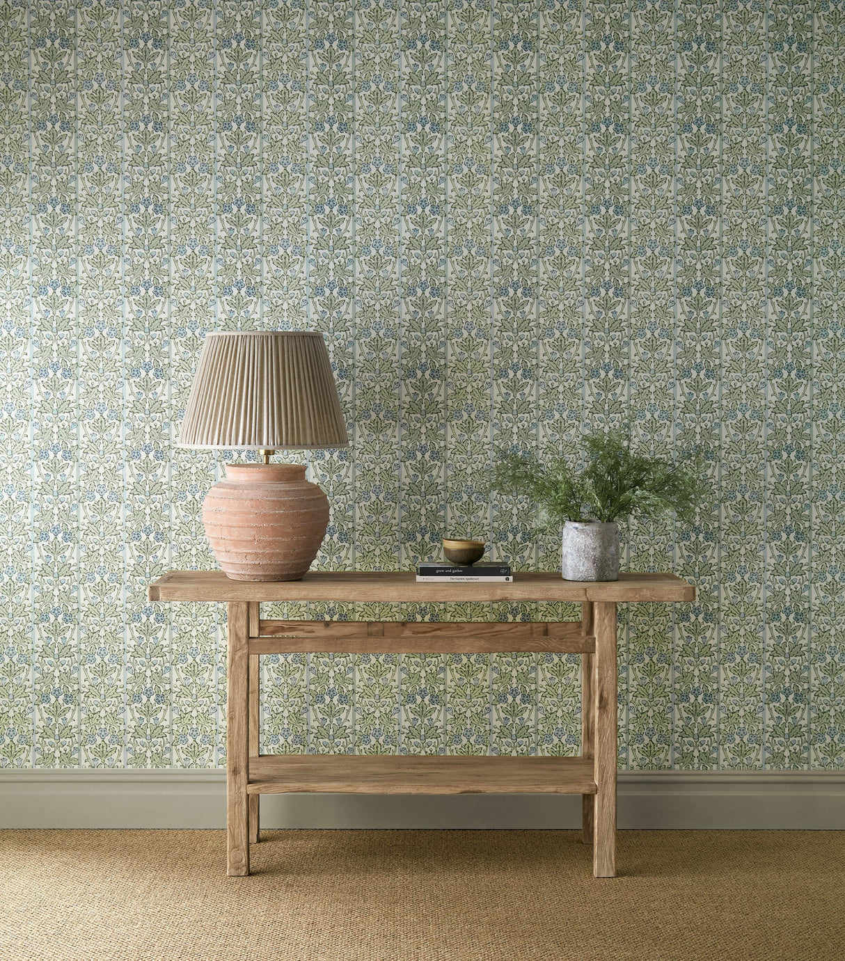 Morris & Co Oak & Blossom Thyme/Woad Wallpaper