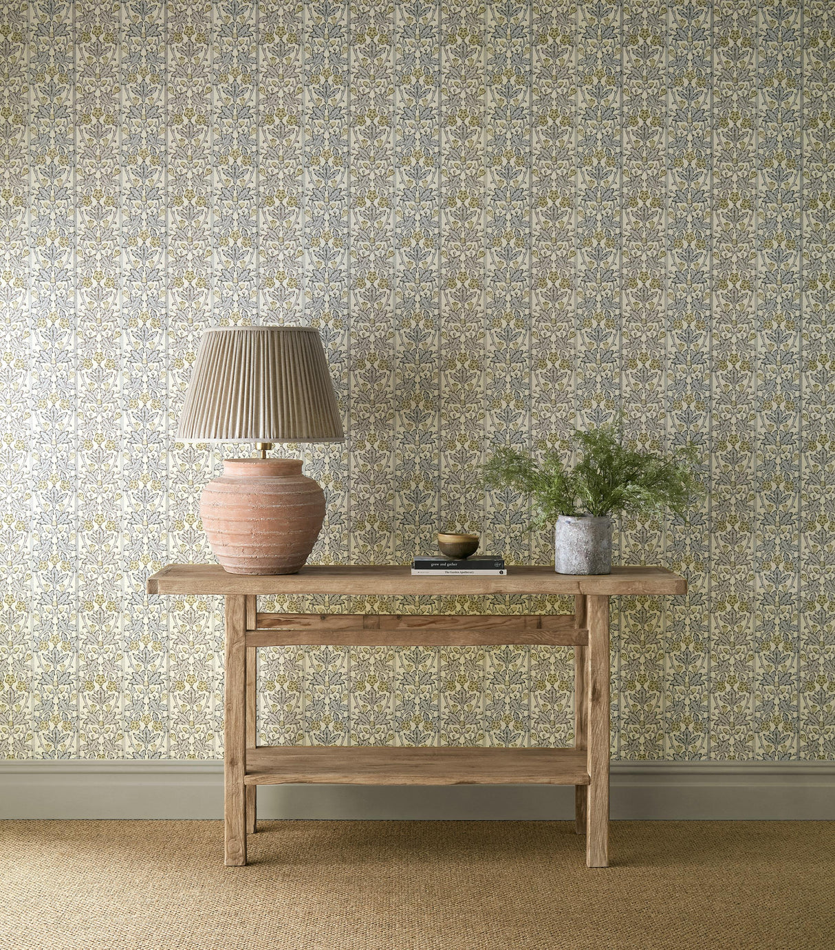 Morris & Co Oak & Blossom Mineral Blue/Linen Wallpaper