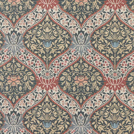 Morris & Co Norbury Brick/Teal Wallpaper