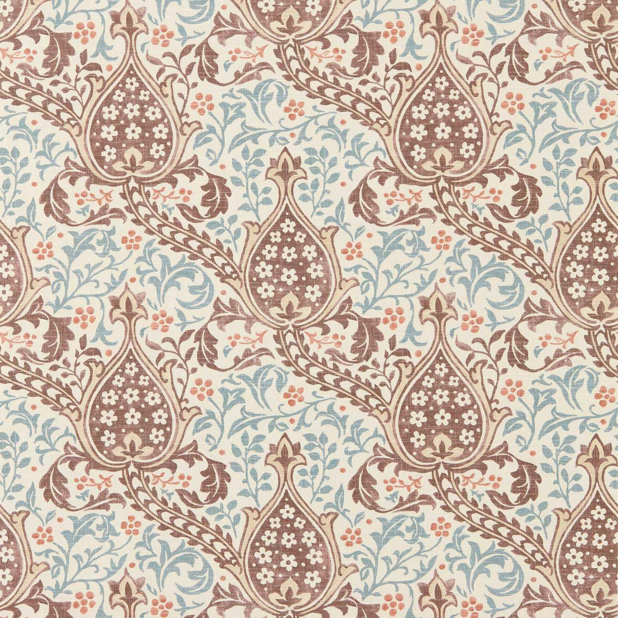 Morris & Co Persian Tulip Umber/Mineral Blue Wallpaper