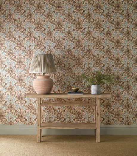 Morris & Co Persian Tulip Umber/Mineral Blue Wallpaper