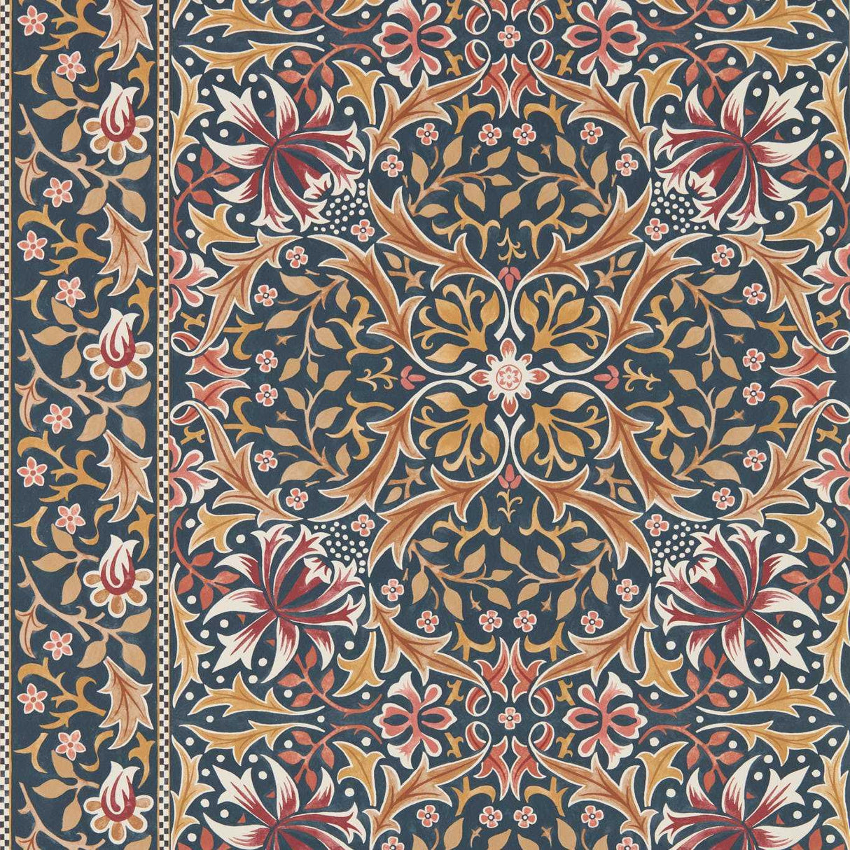 Morris & Co Walthamstow Indigo/Gold Wallpaper