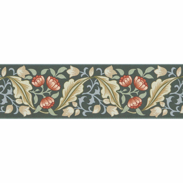 Morris & Co Bluebell & Peony Border Bayleaf/Manilla Wallpaper