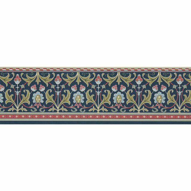 Morris & Co Ornamental Frieze Indigo/Thyme Wallpaper