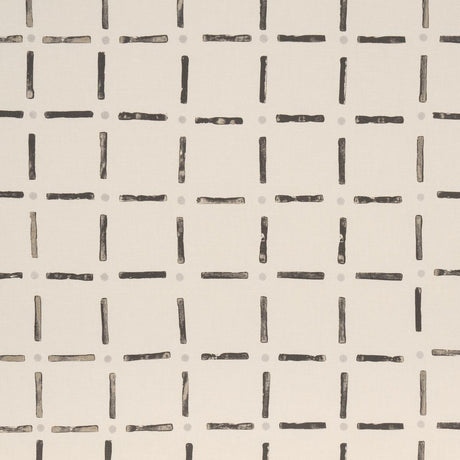 Schumacher Drifting Grid Black Fabric