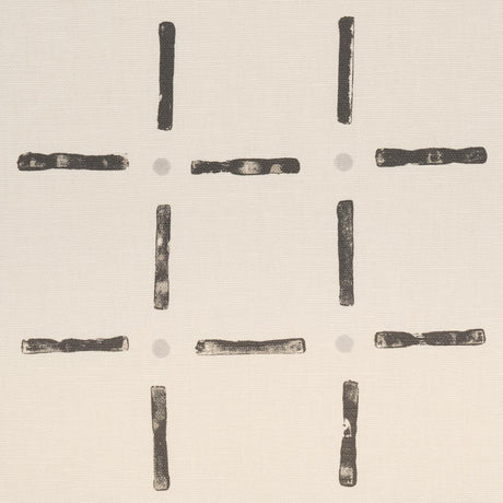 Schumacher Drifting Grid Black Fabric