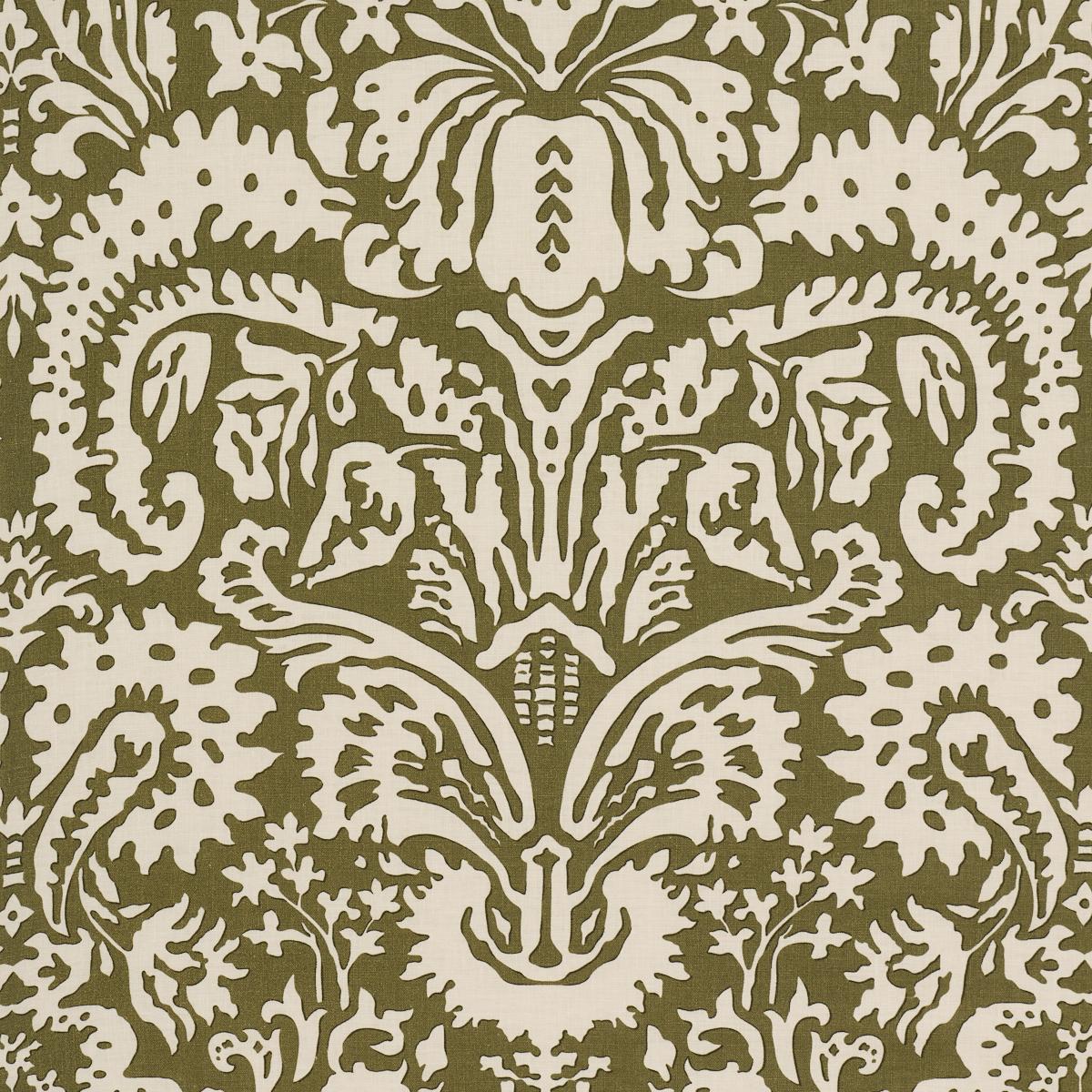Schumacher Suffolk Damask Olive Fabric