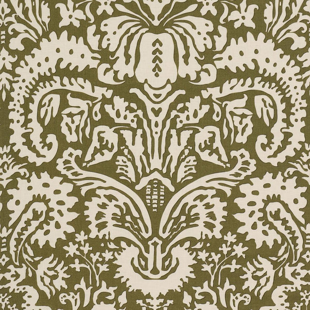 Schumacher Suffolk Damask Olive Fabric