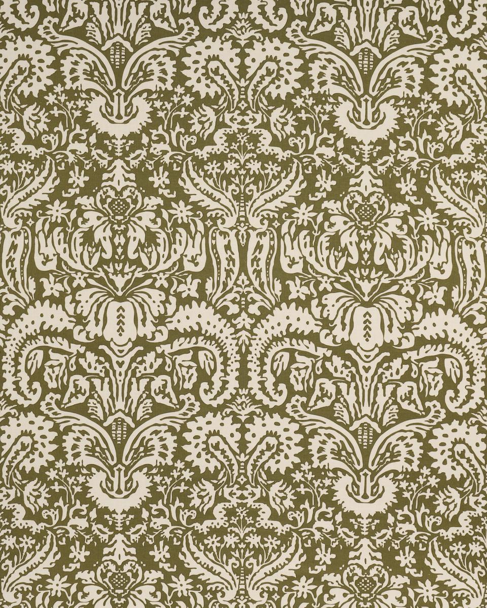 Schumacher Suffolk Damask Olive Fabric
