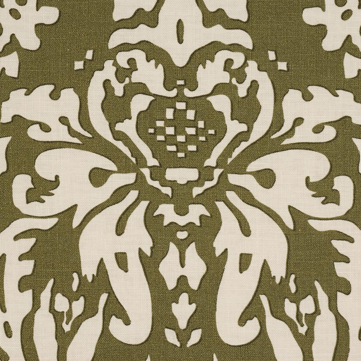 Schumacher Suffolk Damask Olive Fabric