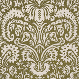 Schumacher Suffolk Damask Olive Wallpaper