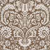 Schumacher Suffolk Damask Brown Wallpaper
