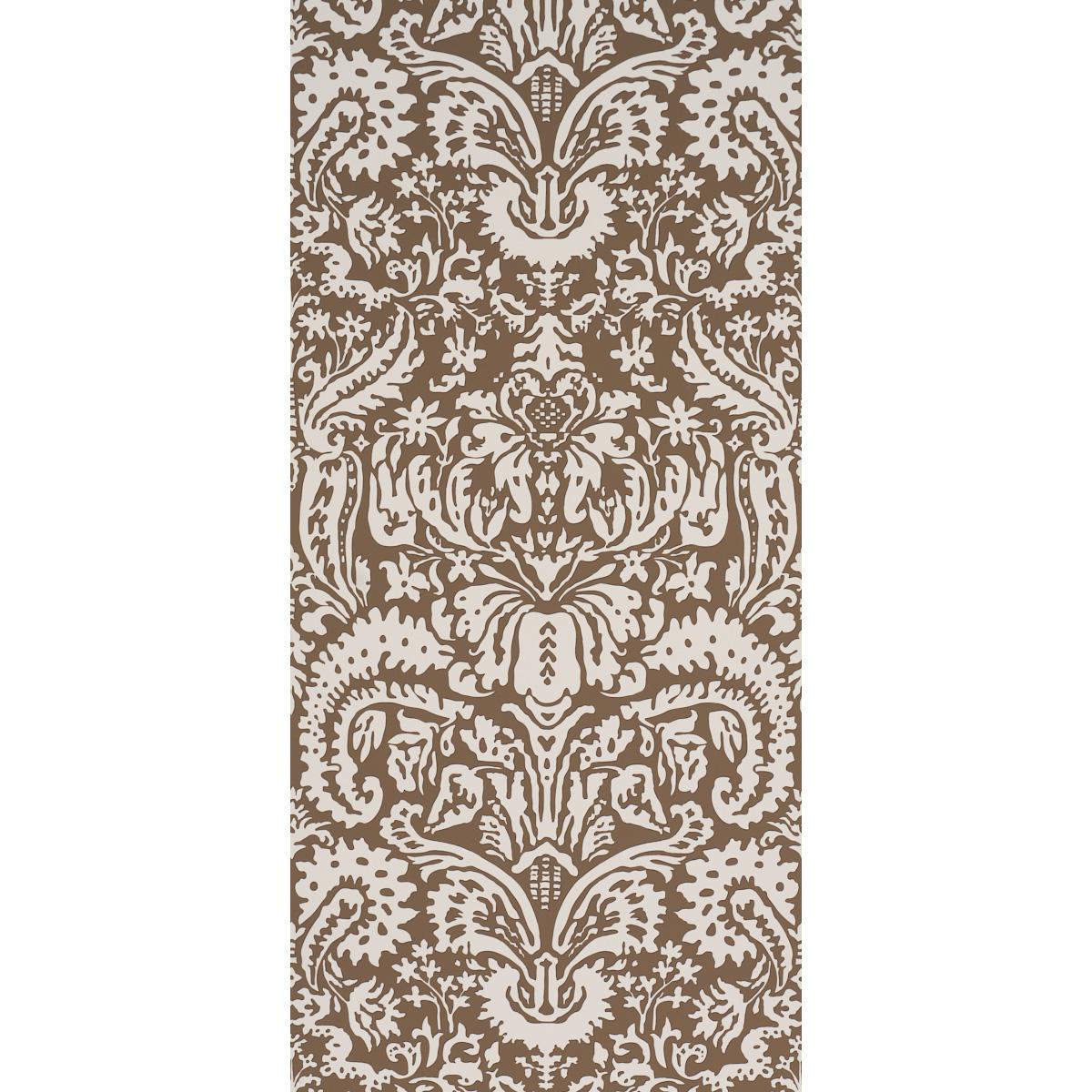 Schumacher Suffolk Damask Brown Wallpaper