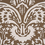 Schumacher Suffolk Damask Brown Wallpaper